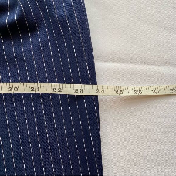 Commense Navy Pinstripe Pleated Wide-Leg Trousers Size Large - Picture 14 of 16